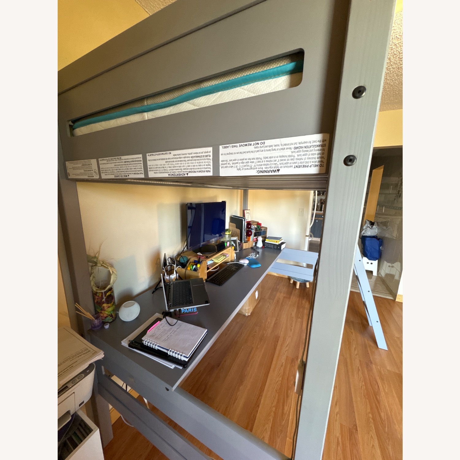 Loft Bed with Desk and Ladder, Twin, Gray - image-6