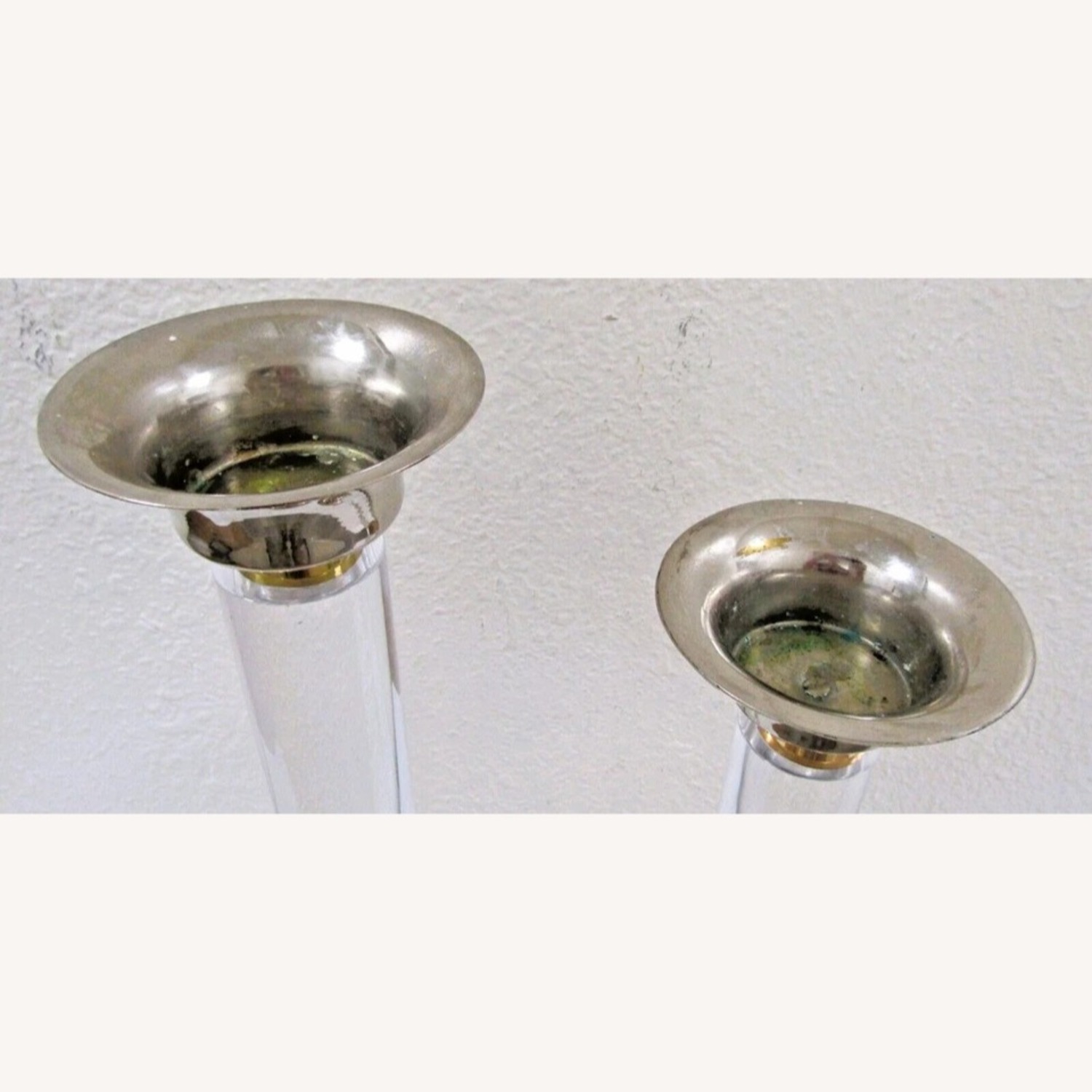Pair of Lucite Column Candle Holders Karl Springer - image-4