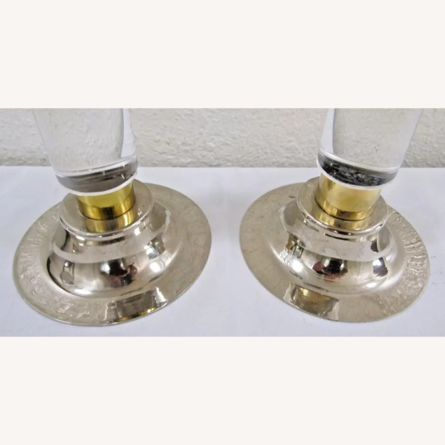 Pair of Lucite Column Candle Holders Karl Springer - image-3