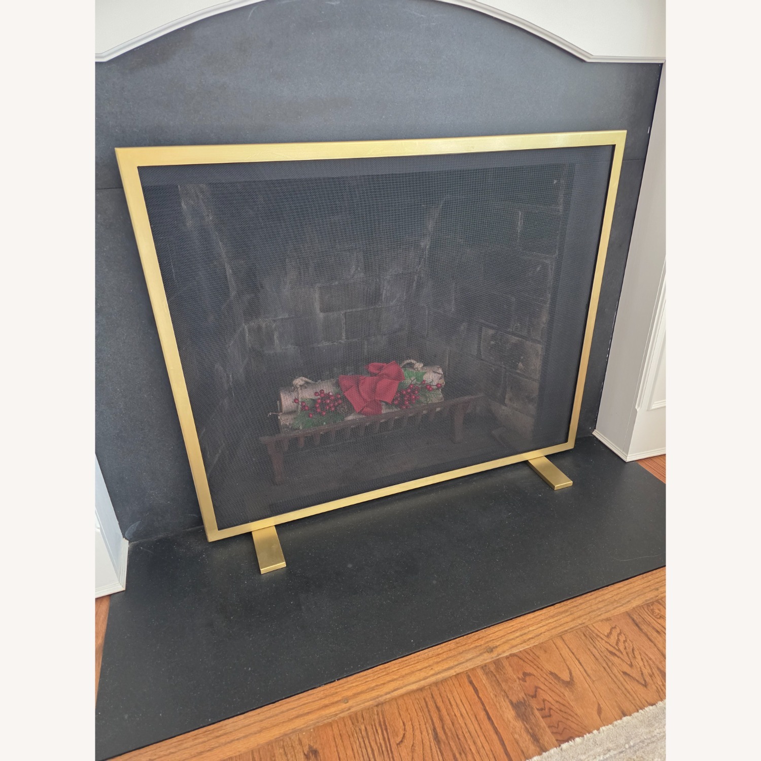 CB2 Antique Brass Fireplace Screen - image-1