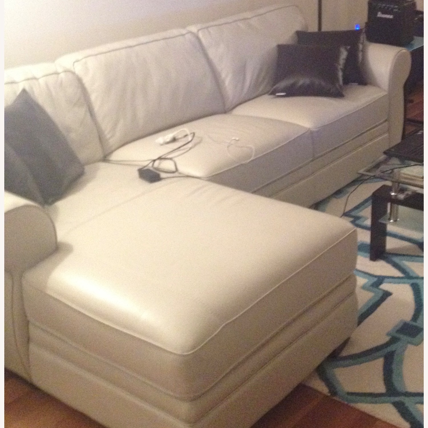 Macy’s Carmine Eggshell Leather Sofa & Chaise - image-1