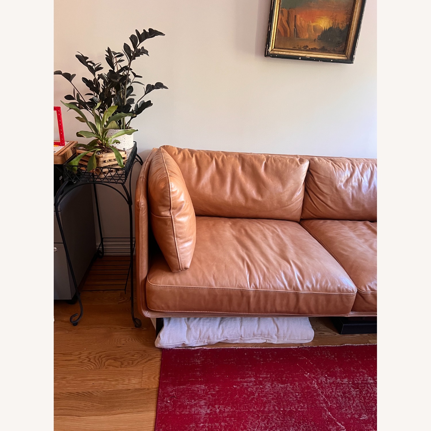  Crate & Barrel Wells Leather Apartment Sofa - image-3