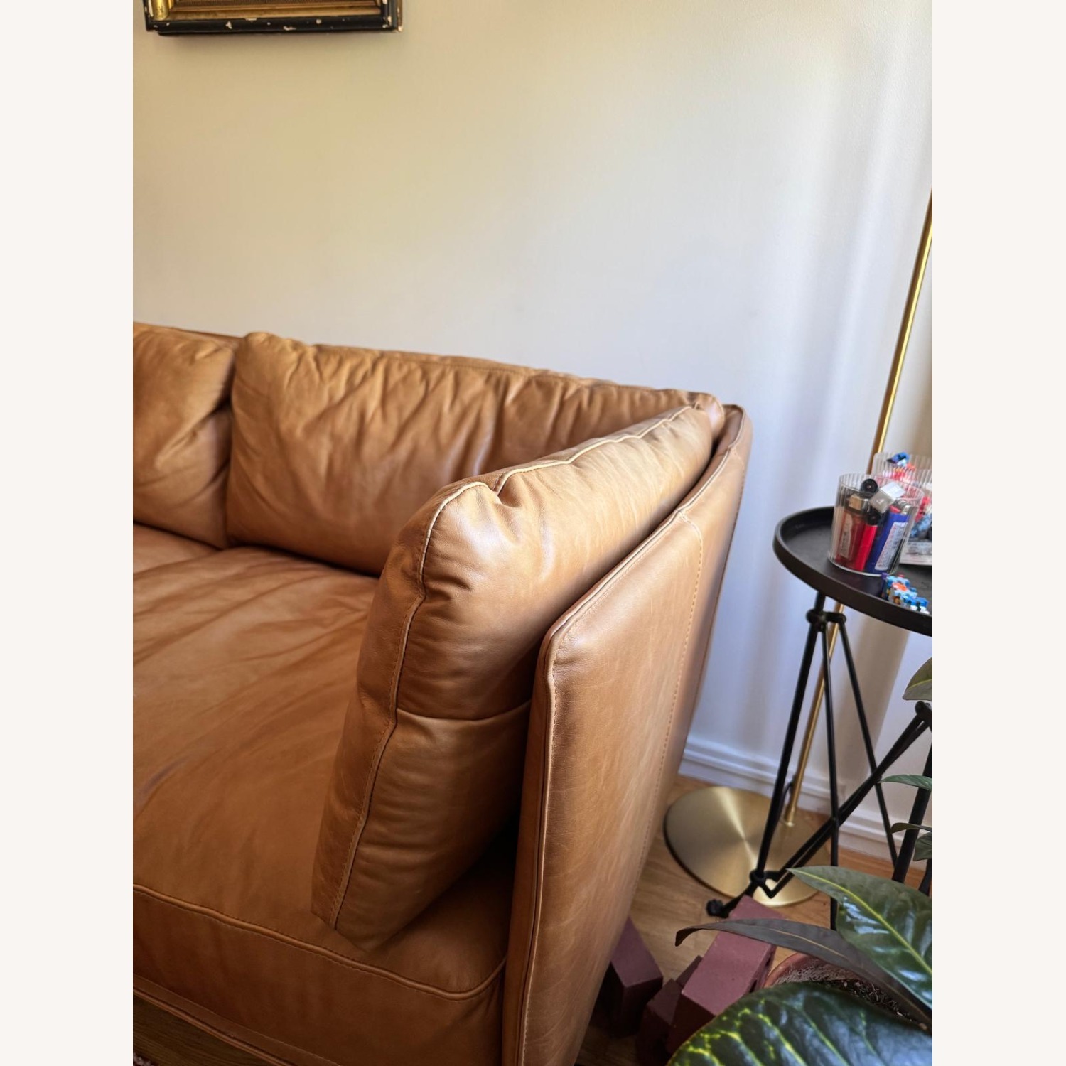  Crate & Barrel Wells Leather Apartment Sofa - image-4