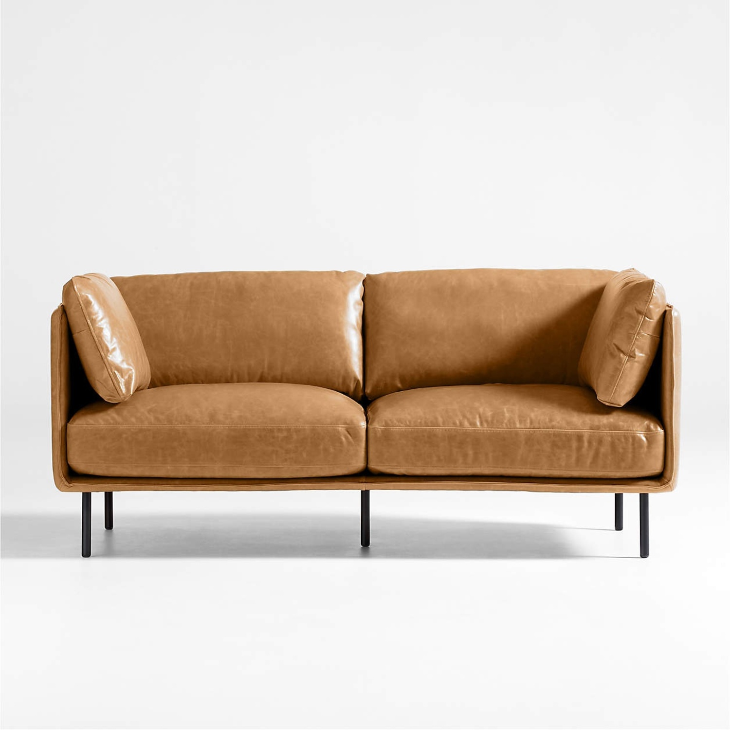  Crate & Barrel Wells Leather Apartment Sofa - image-6