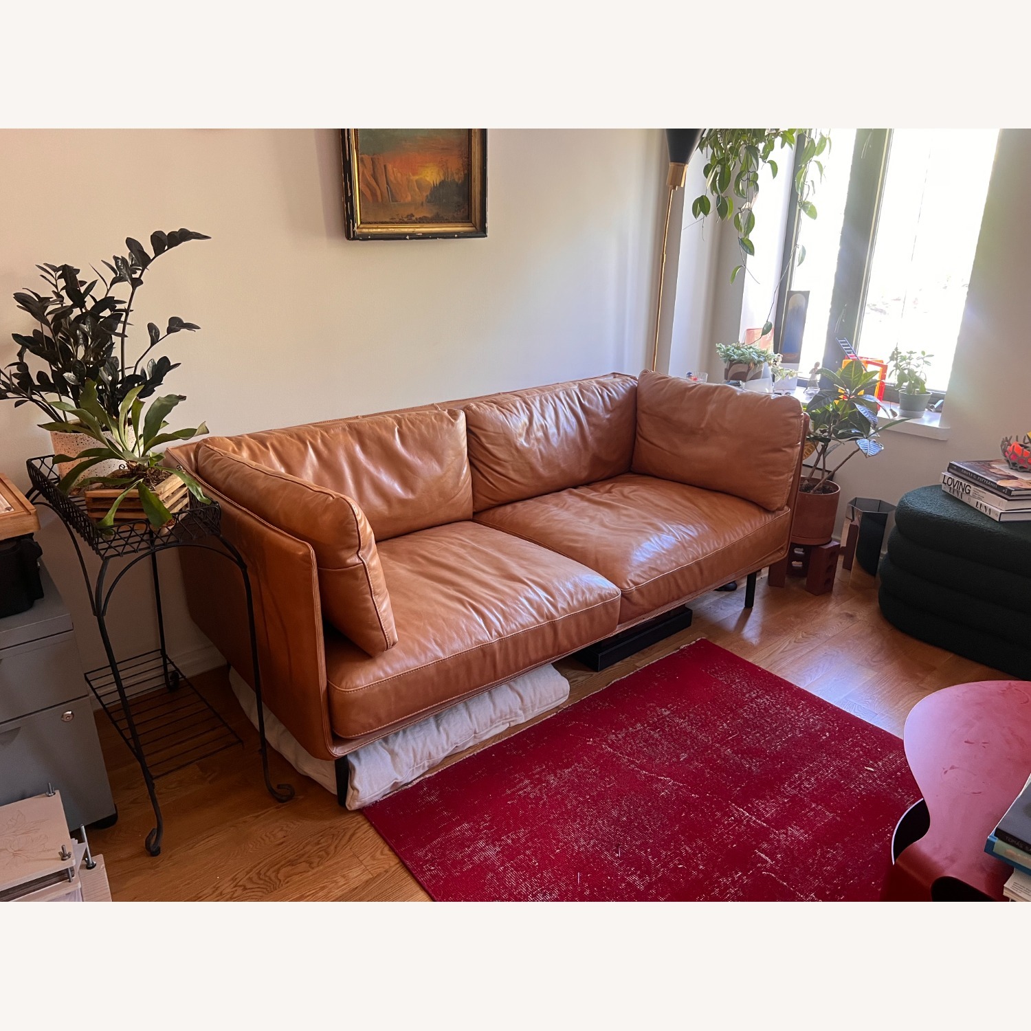  Crate & Barrel Wells Leather Apartment Sofa - image-1