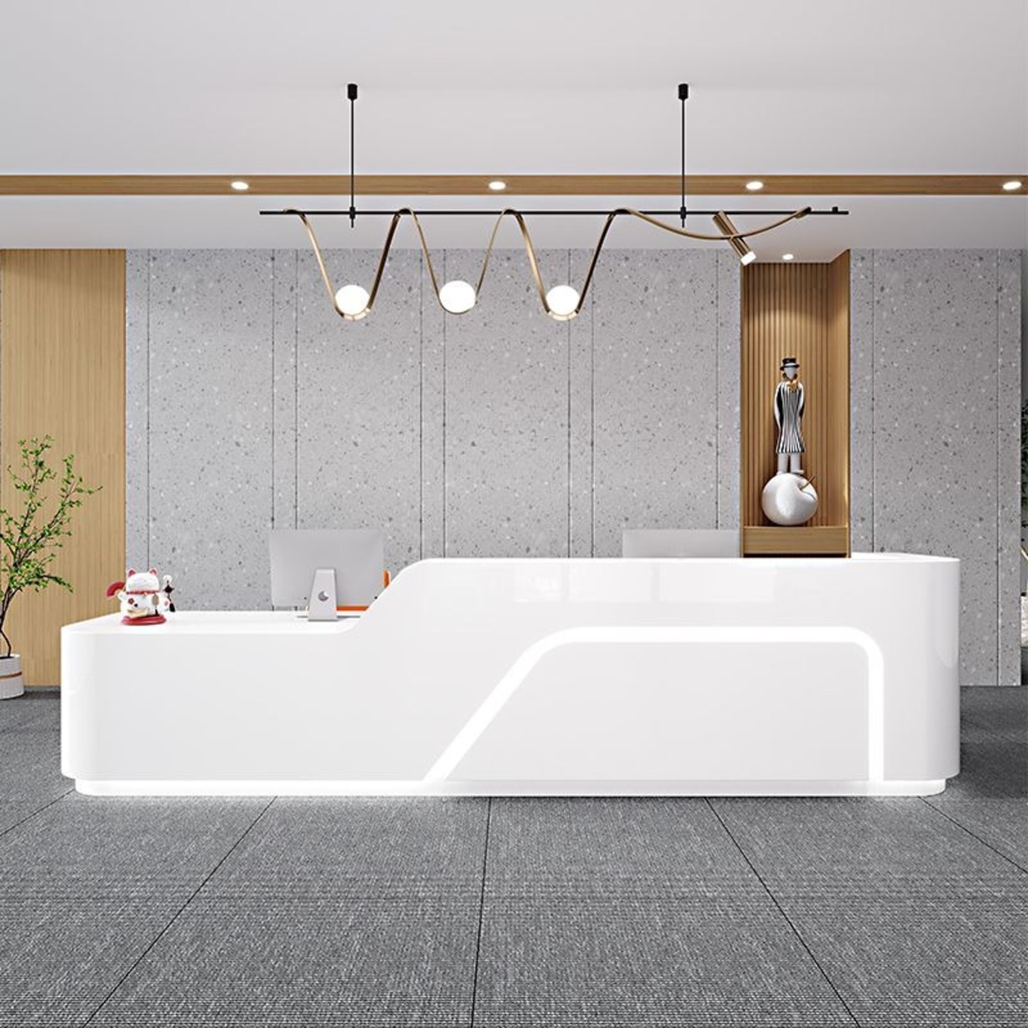 Seats 2 Reception Desk with Manufactured Wood Top - image-9