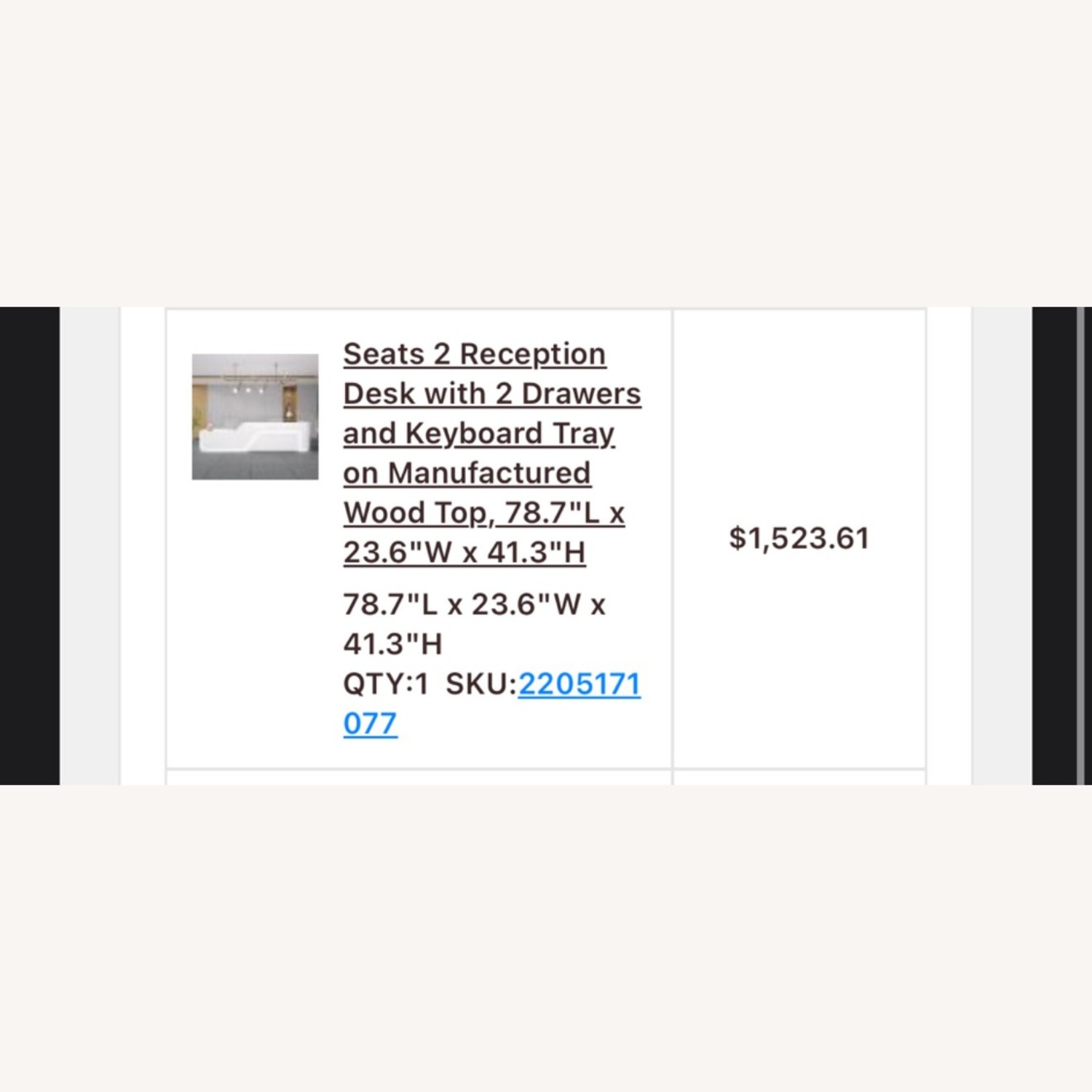 Seats 2 Reception Desk with Manufactured Wood Top - image-3