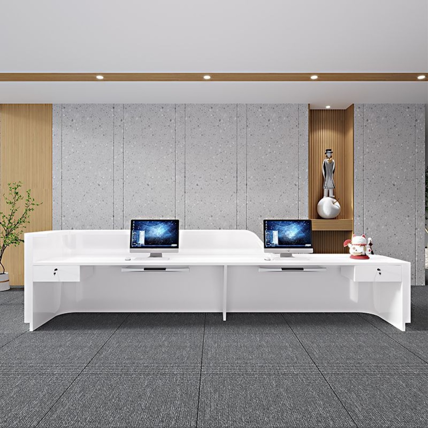 Seats 2 Reception Desk with Manufactured Wood Top - image-6