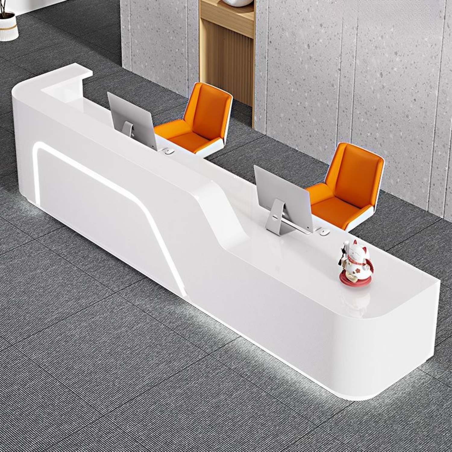 Seats 2 Reception Desk with Manufactured Wood Top - image-8
