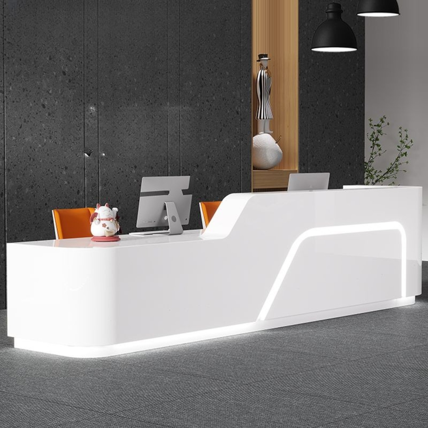 Seats 2 Reception Desk with Manufactured Wood Top - image-7