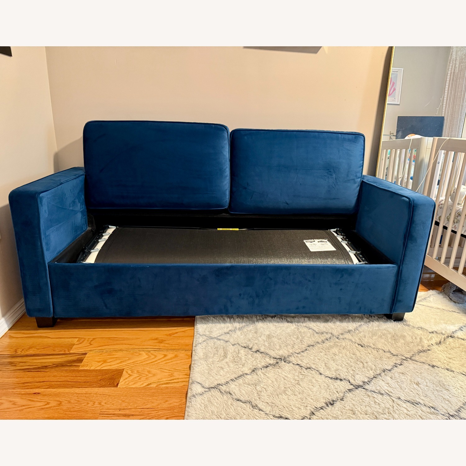 Blue Microfiber Sleeper Sofa - image-3