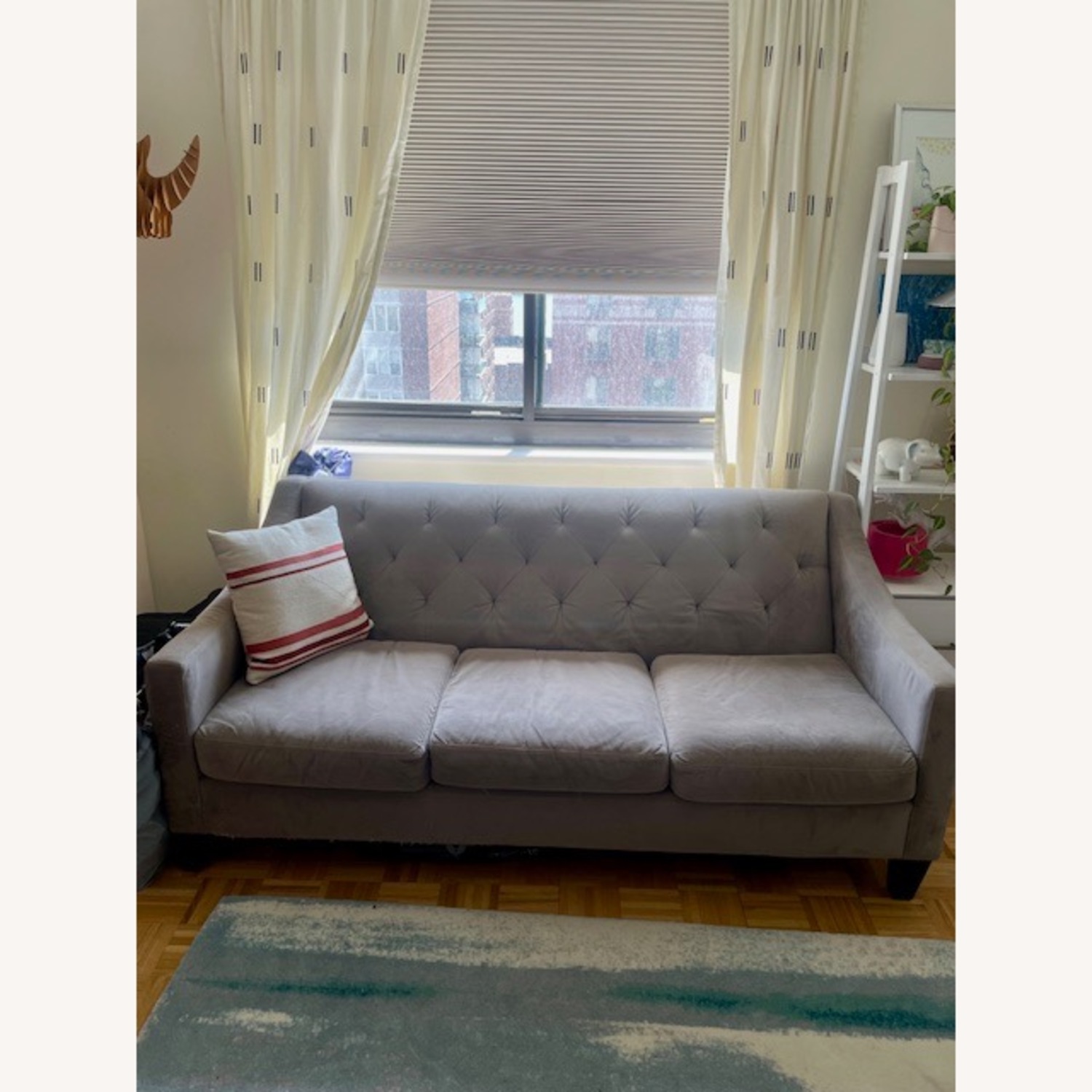 Macy’s Grey Tufted Sofa - image-1