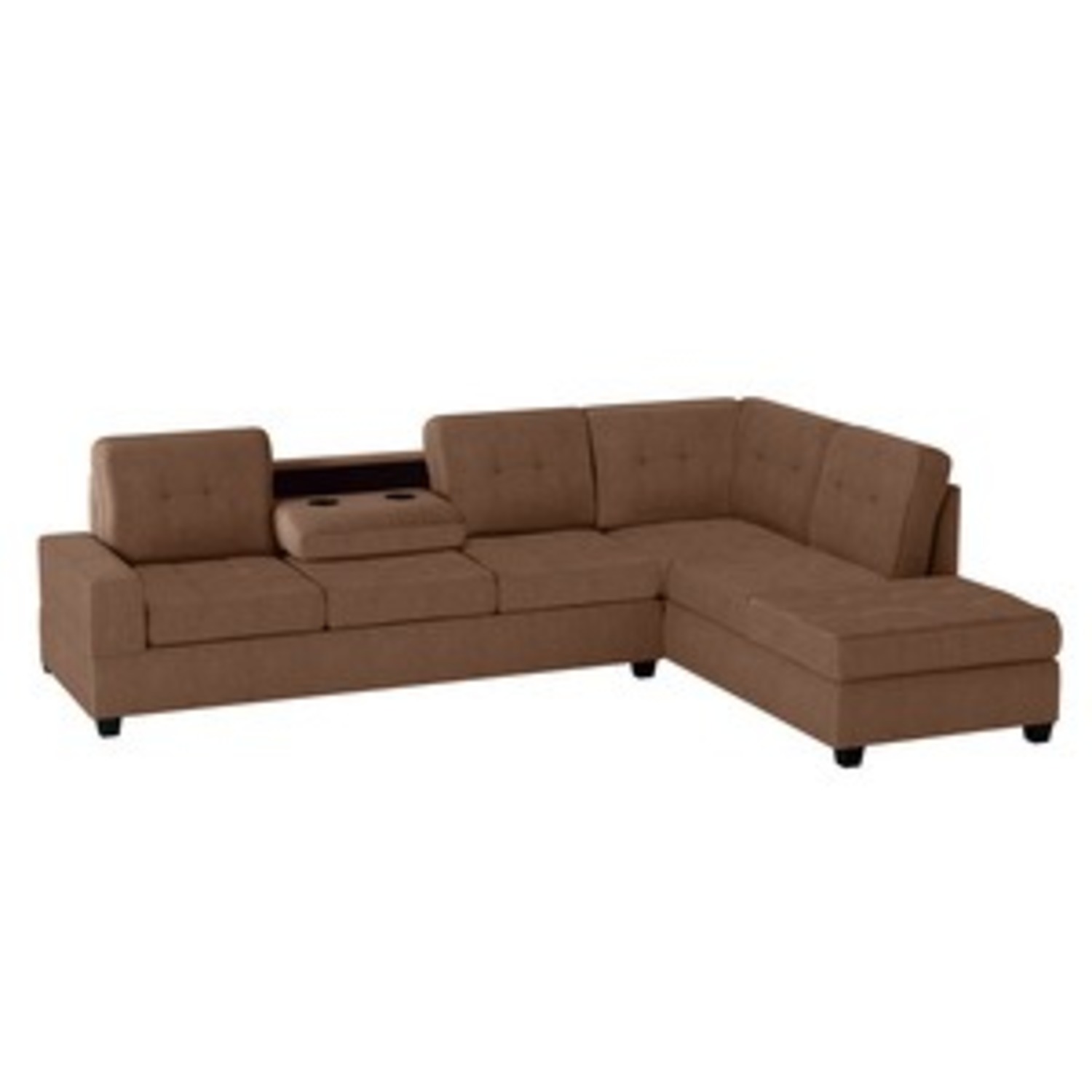 Reversible Sectional Sofa in Chocolate Brown - image-2