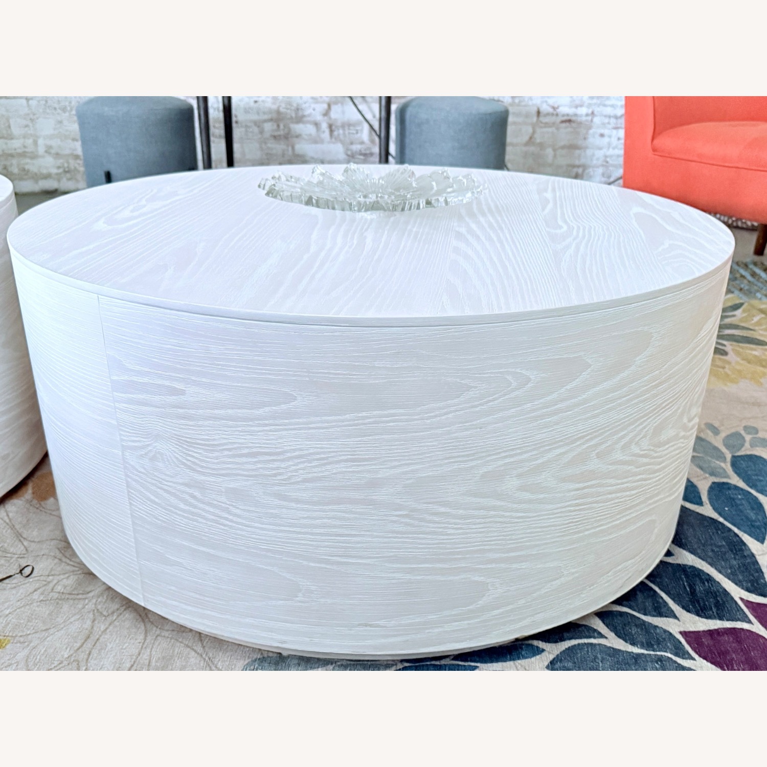 West Elm 36" Drum Coffee Tables, White Wood  - image-3