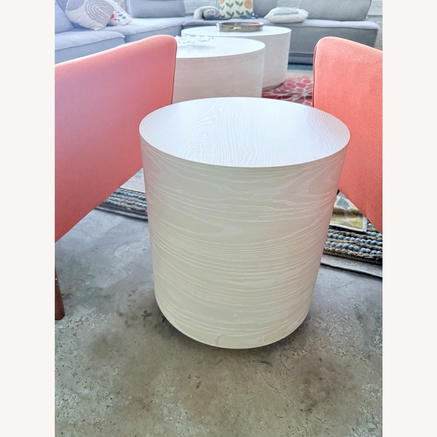 West Elm Drum Side Table, 16.5", White Wood - image-2