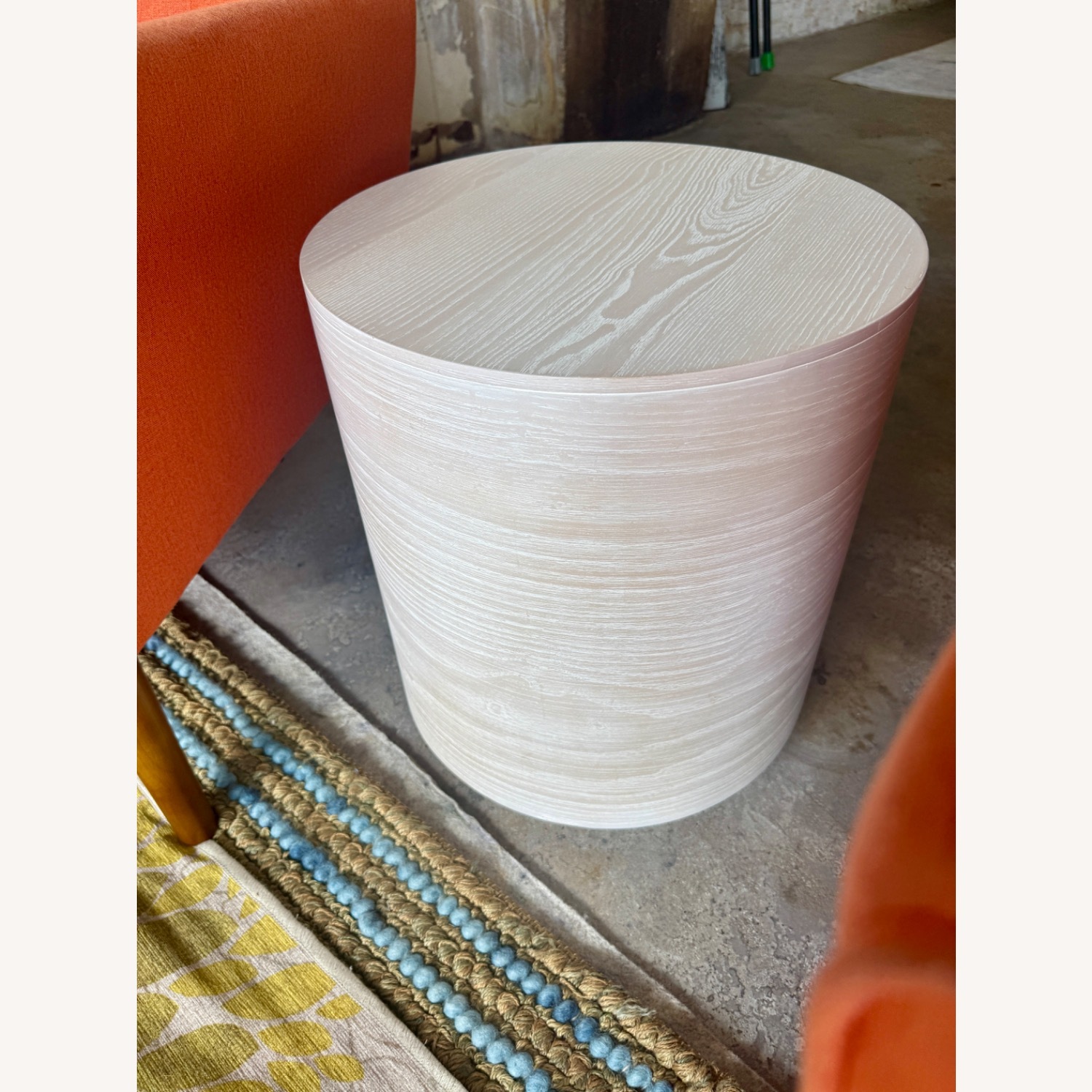 West Elm Drum Side Table, 16.5", White Wood - image-1