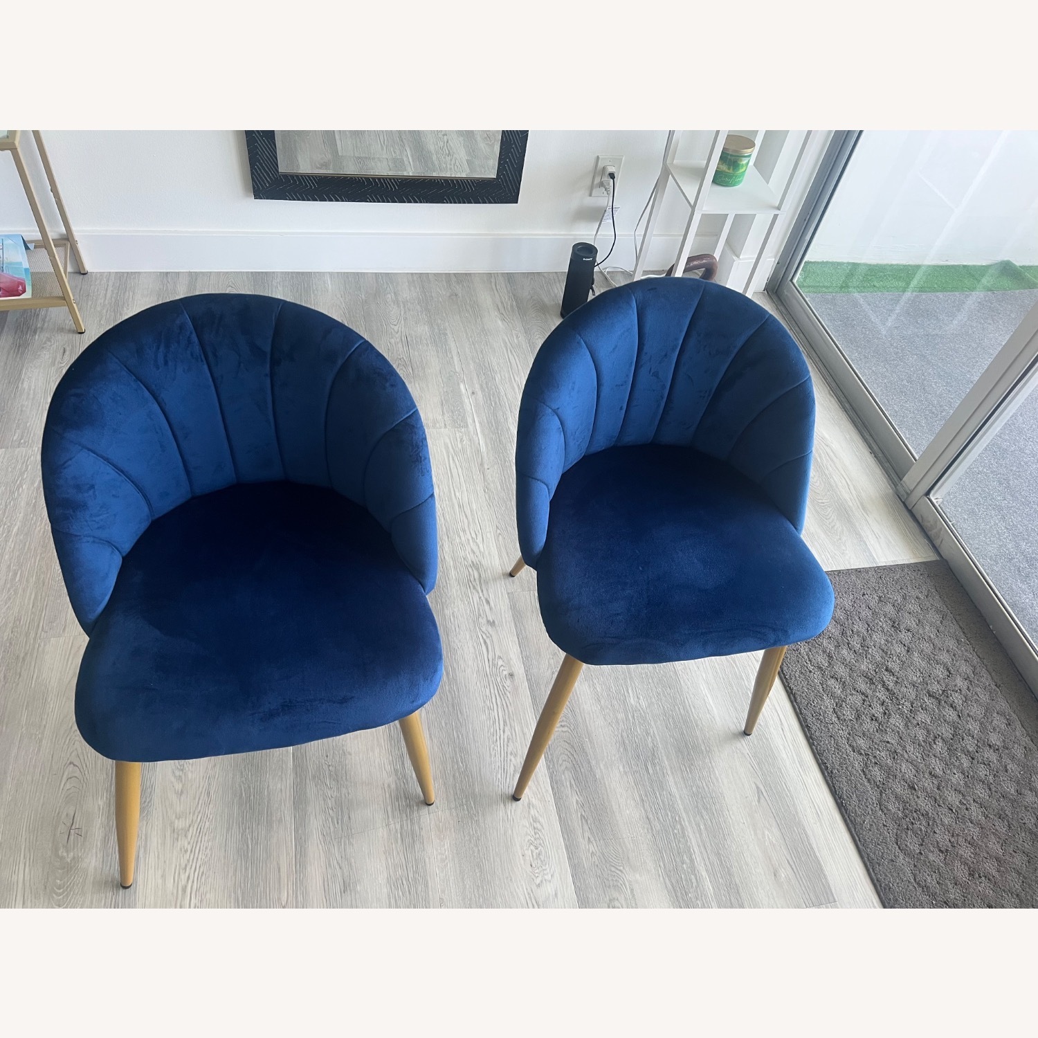 Velvet Blue Accent Chair Set - image-2
