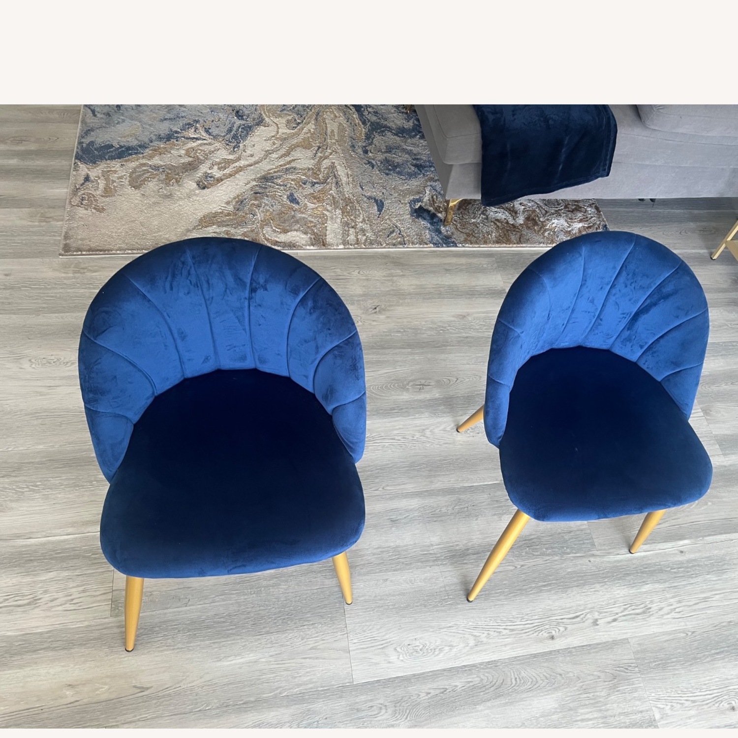 Velvet Blue Accent Chair Set - image-1