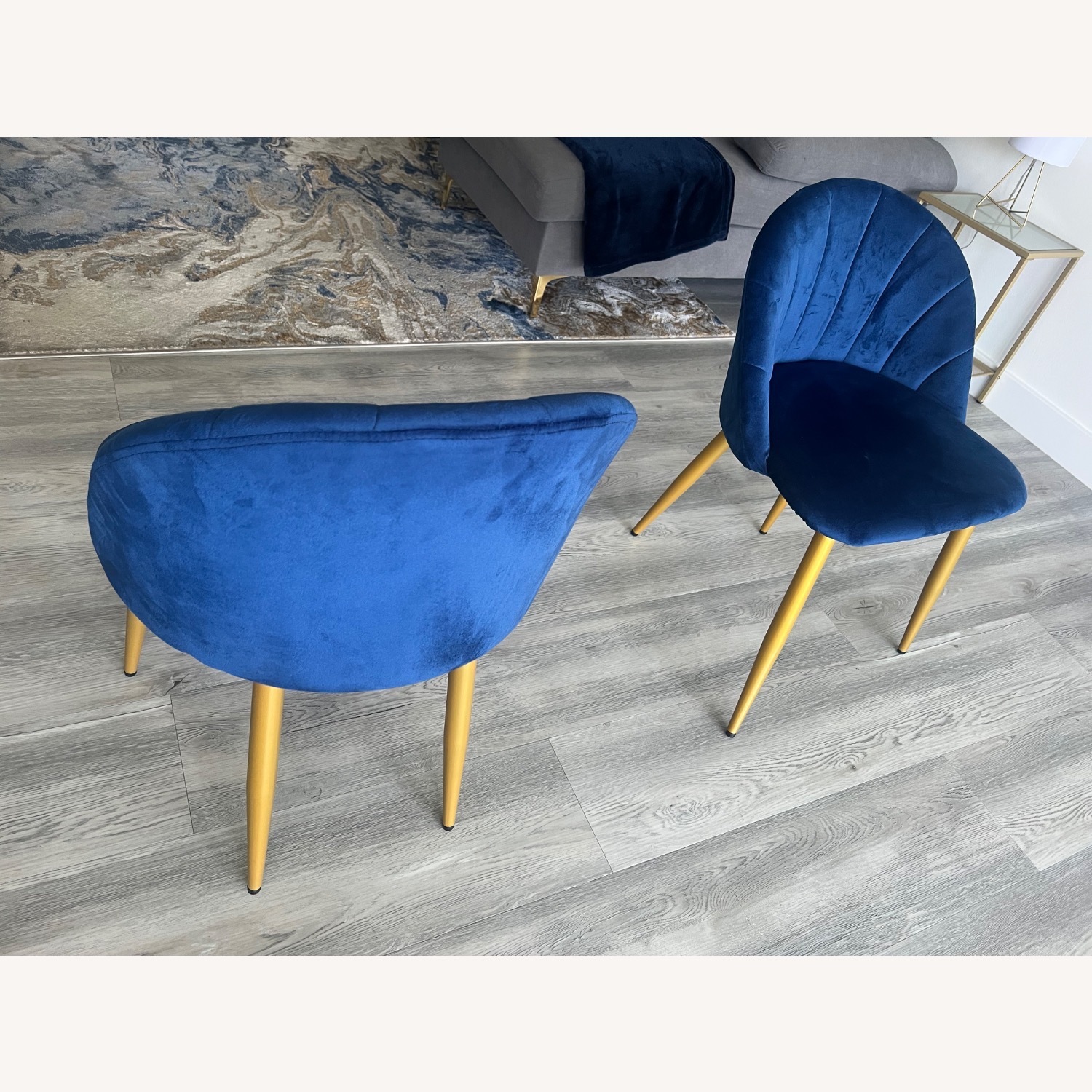 Velvet Blue Accent Chair Set - image-4