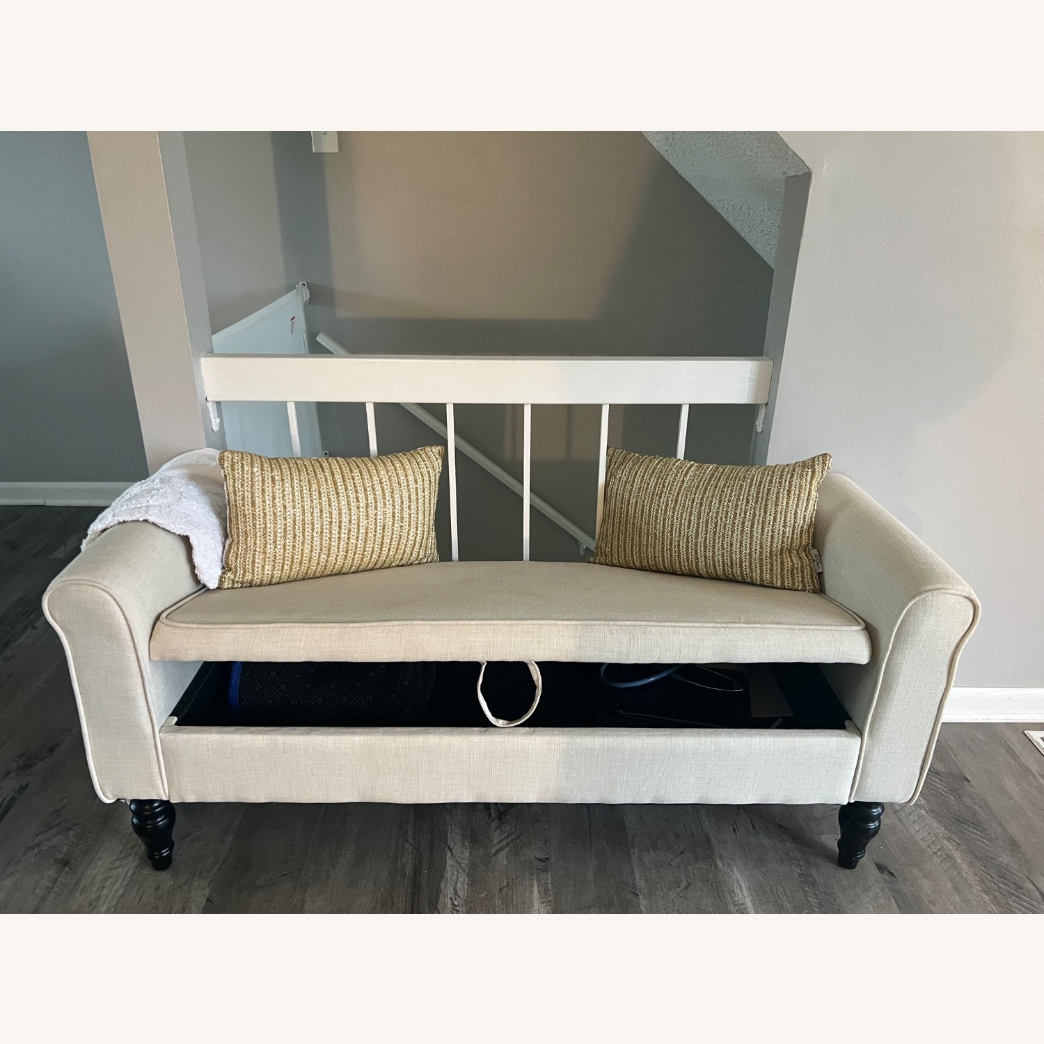 Beige Bench with Storage - image-2