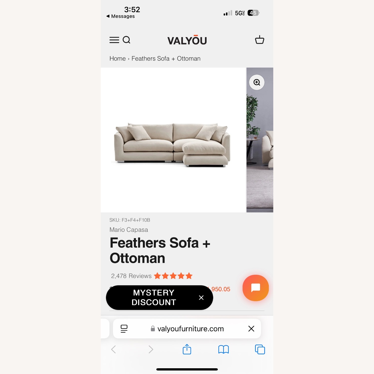 Valyou Feathers 3 Seater 2 Piece Couch  - image-2