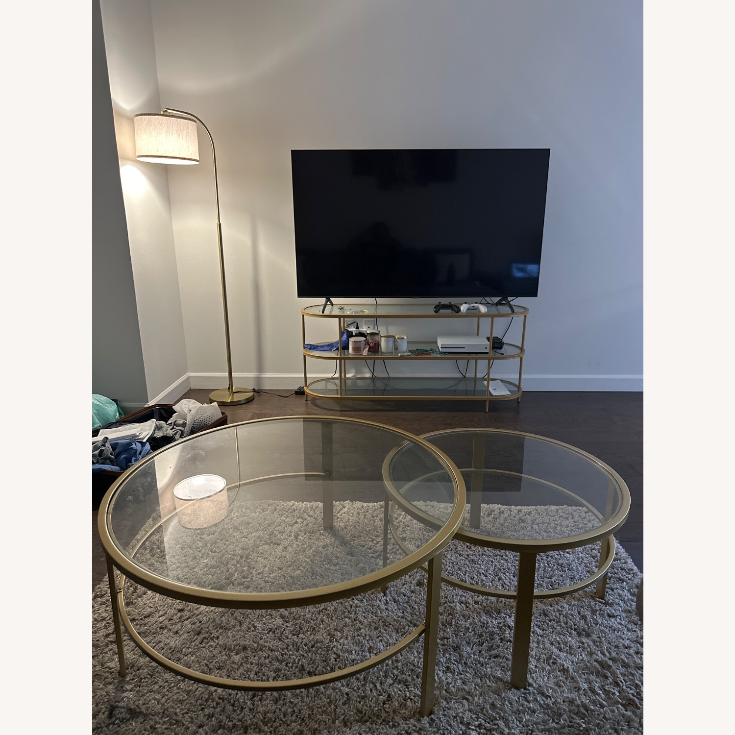 Two Piece Gold Coffee Table  - image-1