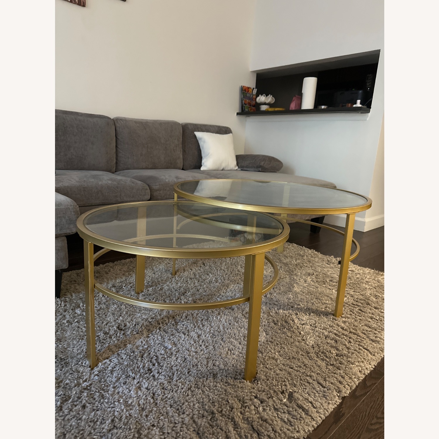 Two Piece Gold Coffee Table  - image-2