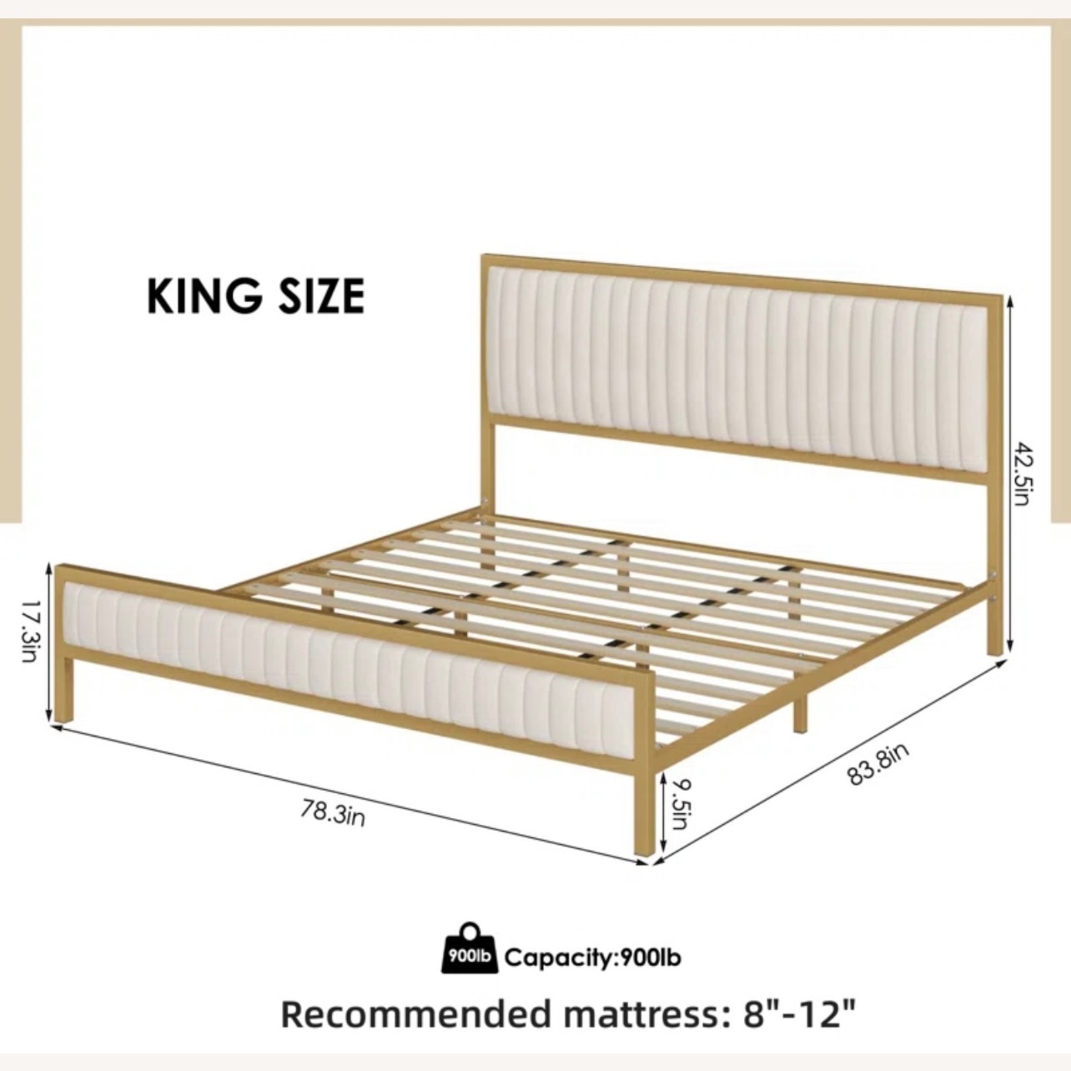 Wayfair Burglind Metal King Bed with Velvet Upholstery - image-1