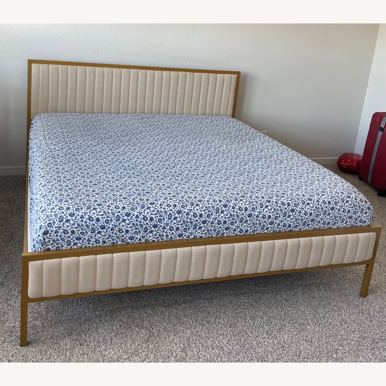 Wayfair Burglind Metal King Bed with Velvet Upholstery - image-3