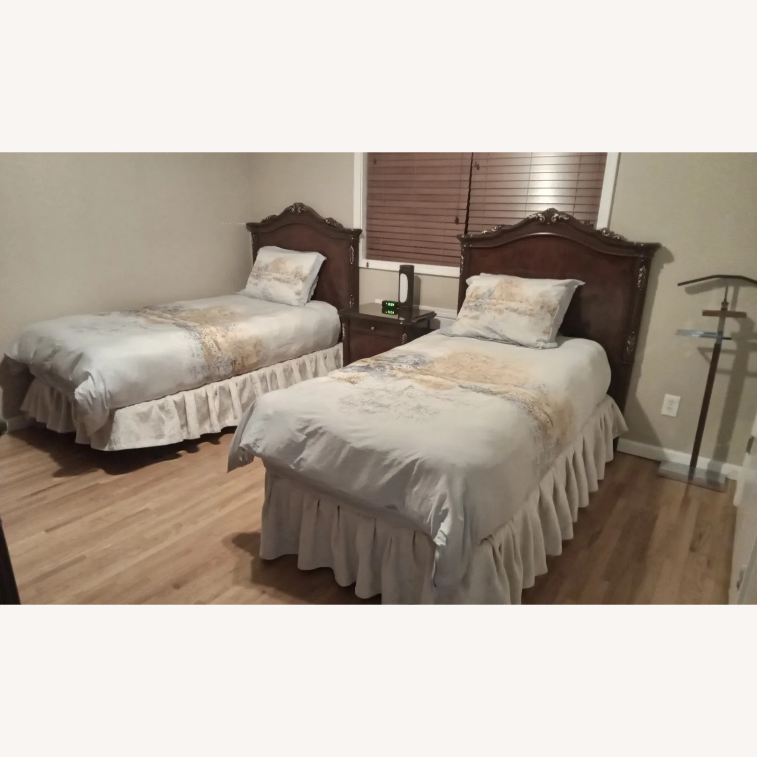 2 Twin Beds with Classic Wooden Headboards - image-1