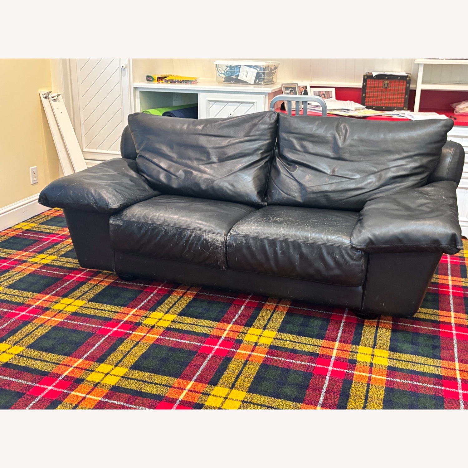 Designer Italian Leather Couch - image-5