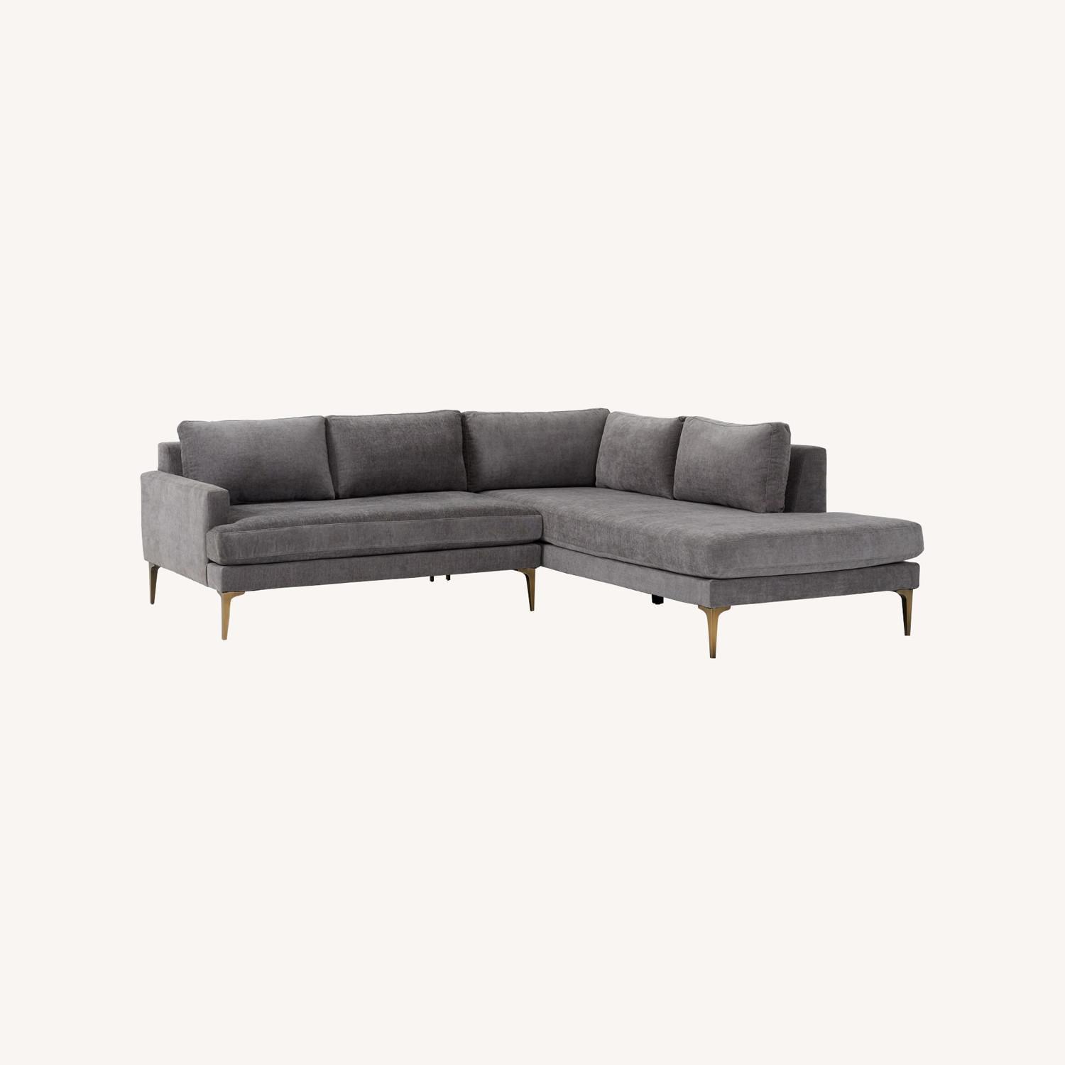 West Elm Andes 2-Piece Chaise Sectional Silver - image-0