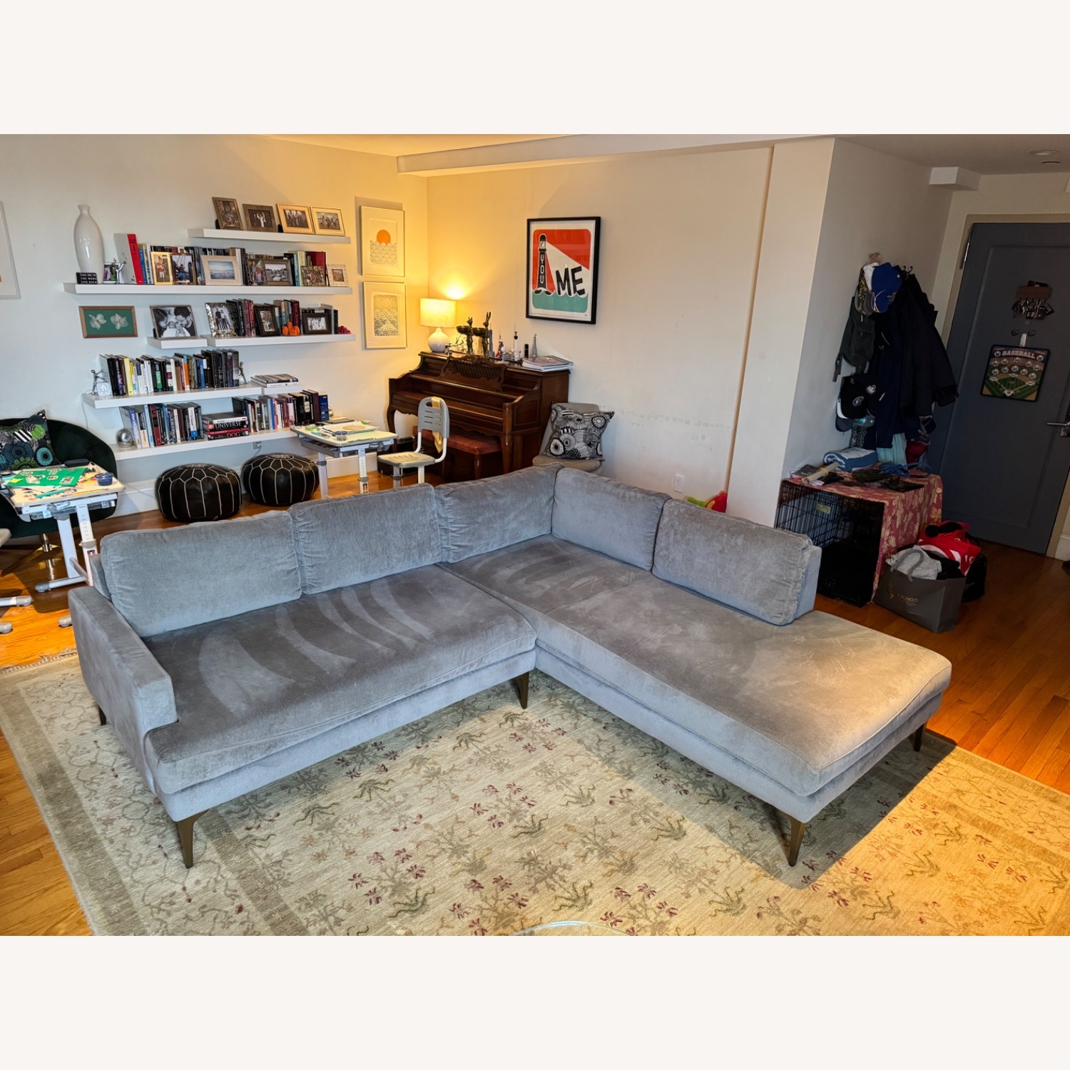 West Elm Andes 2-Piece Chaise Sectional Silver - image-1