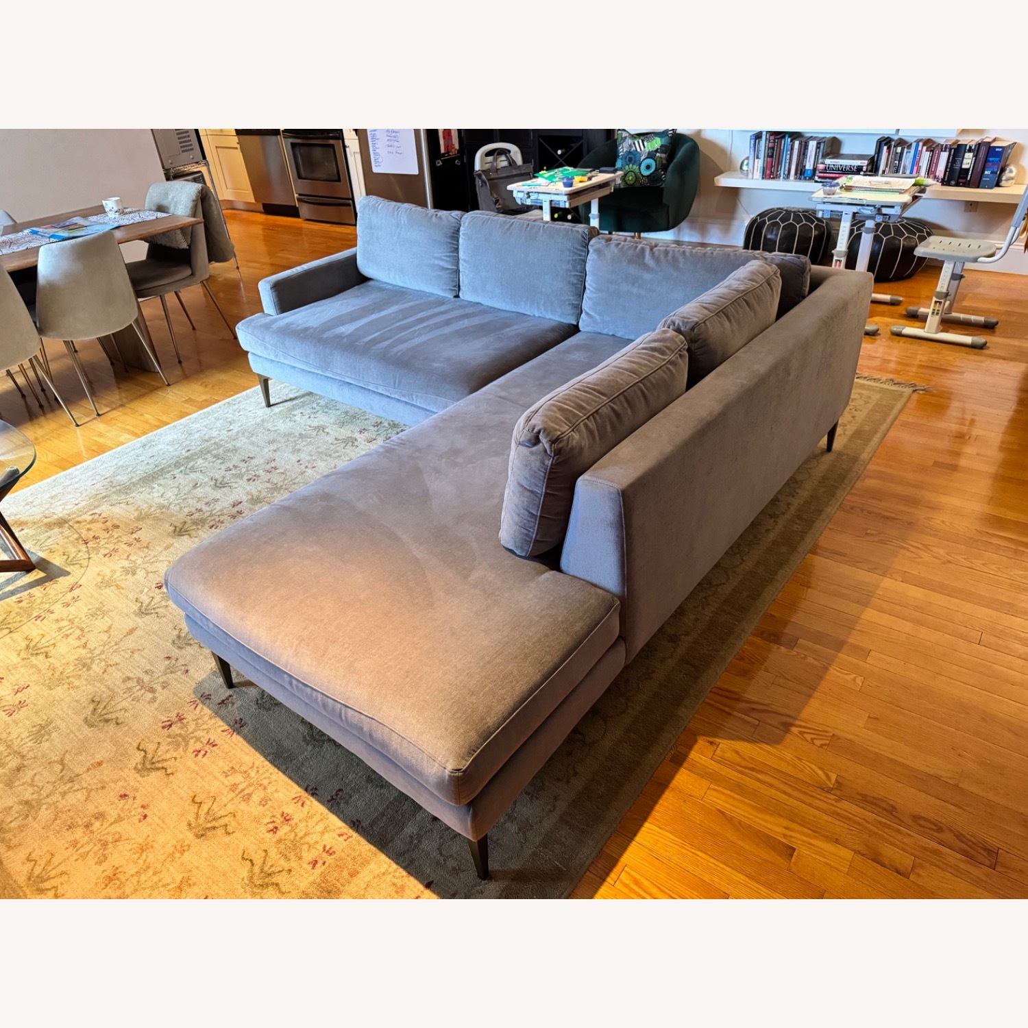 West Elm Andes 2-Piece Chaise Sectional Silver - image-2