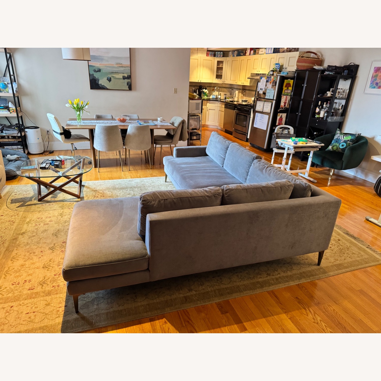 West Elm Andes 2-Piece Chaise Sectional Silver - image-4