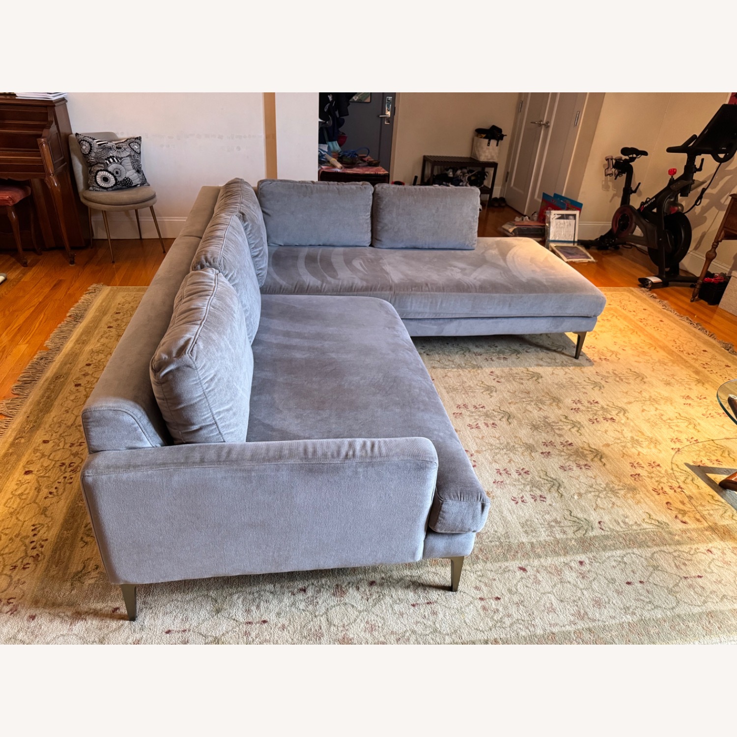 West Elm Andes 2-Piece Chaise Sectional Silver - image-3