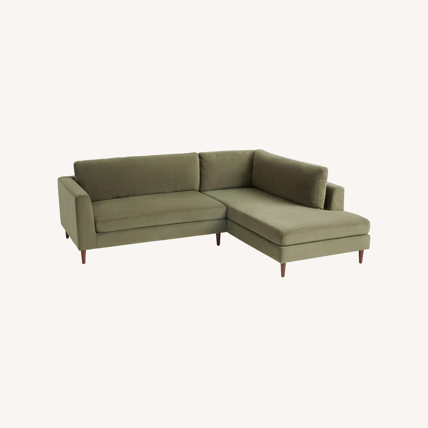 World Market Camile Velvet Green 2 Piece Sectional - image-0