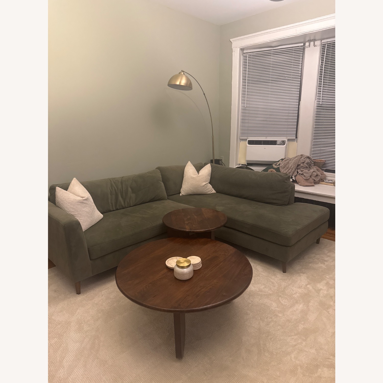 World Market Camile Velvet Green 2 Piece Sectional - image-2