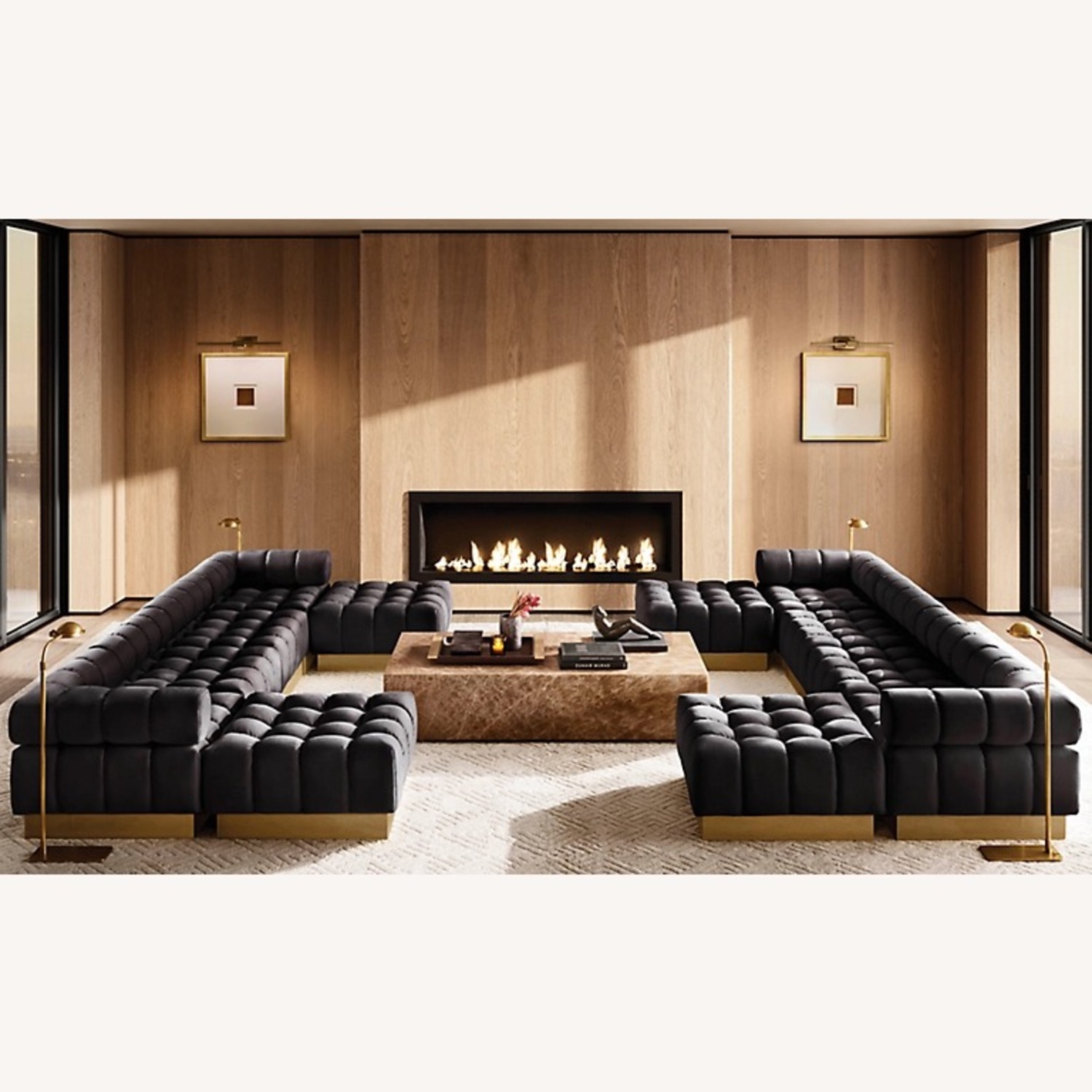 Restoration Hardware Harvey Black Velvet 6 Pc Sectional - image-1