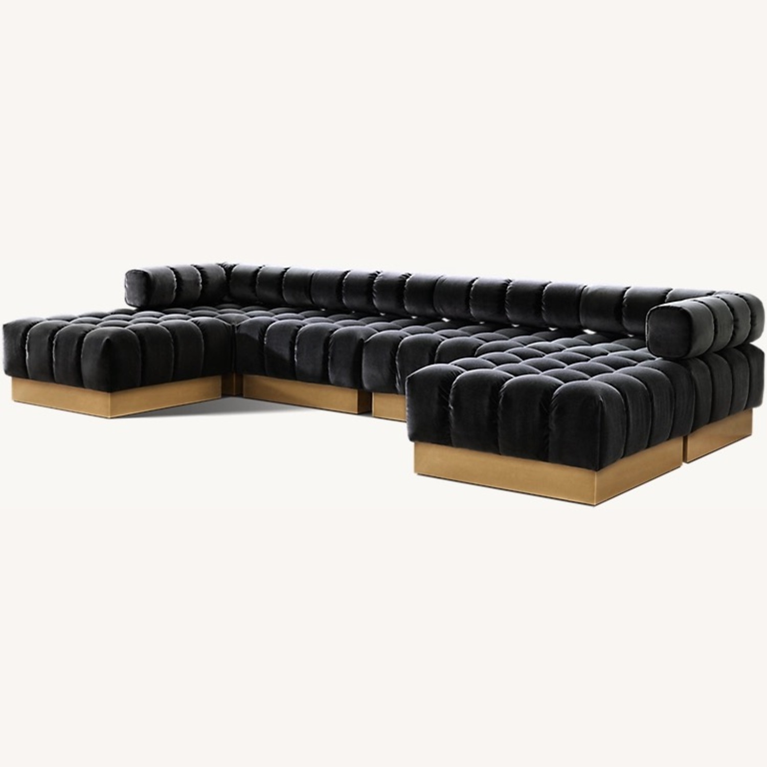 Restoration Hardware Harvey Black Velvet 6 Pc Sectional - image-0