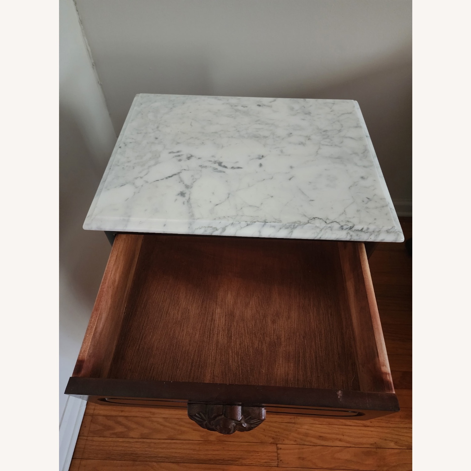 Classic Marble-Top Solid Wood Side Table - image-3