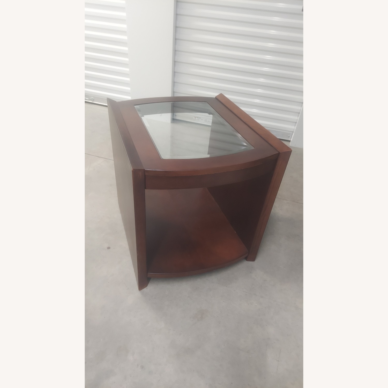 Macy's Cherry Wood Side Table w Glass - image-2