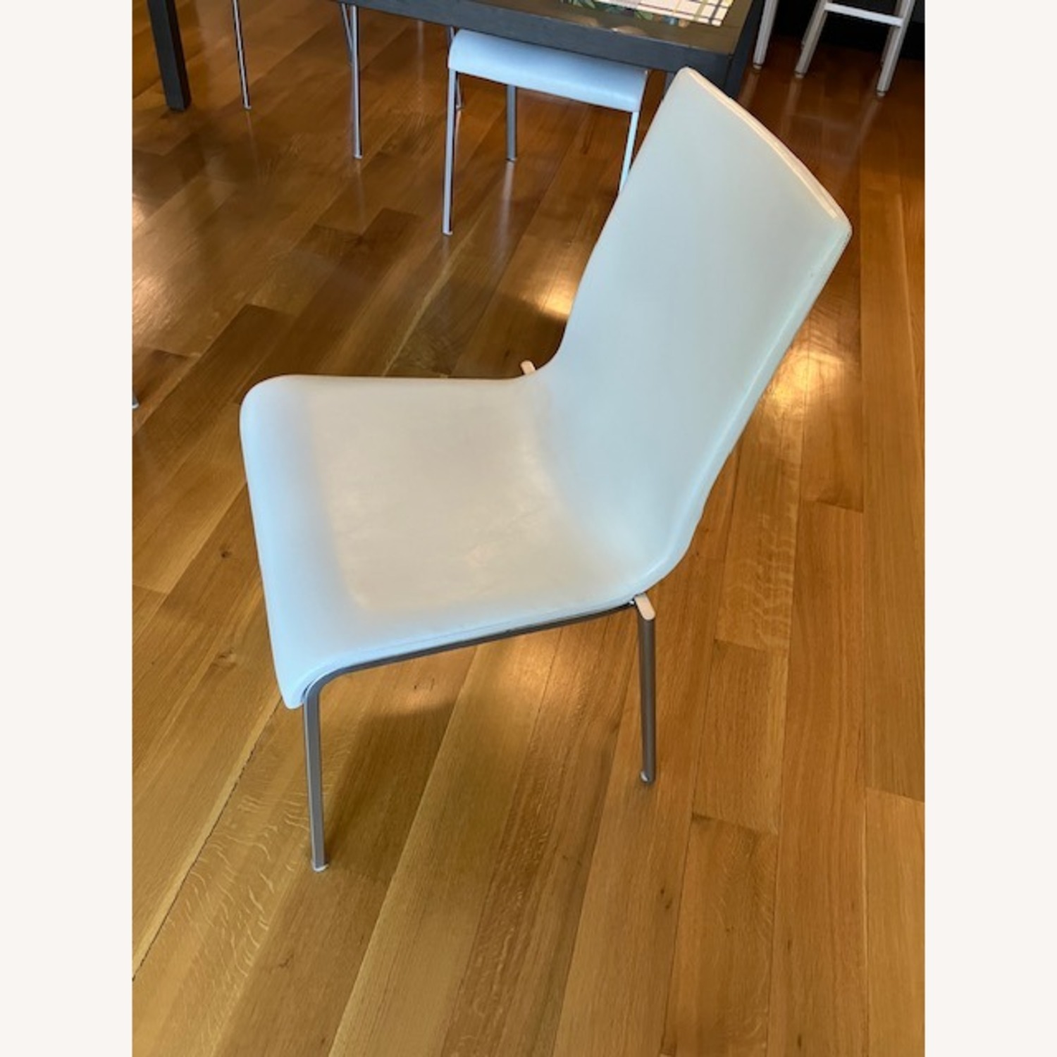 Ligne Roset Paola Dining Room Chairs White with Chrome 4 - image-3