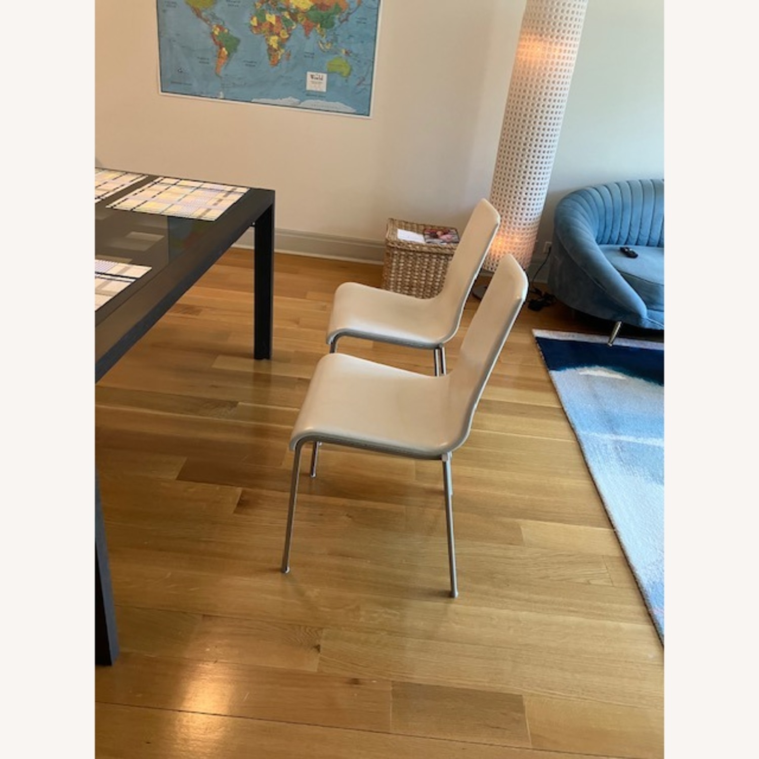 Ligne Roset Paola Dining Room Chairs White with Chrome 4 - image-4