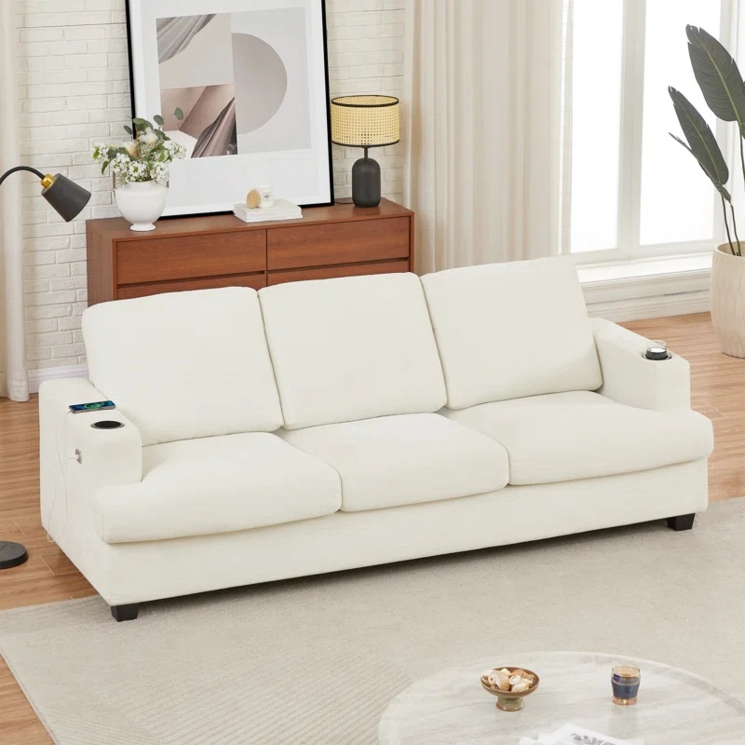 Wayfair Jusino 89'' Chenille Square Arm Sofa  - image-5