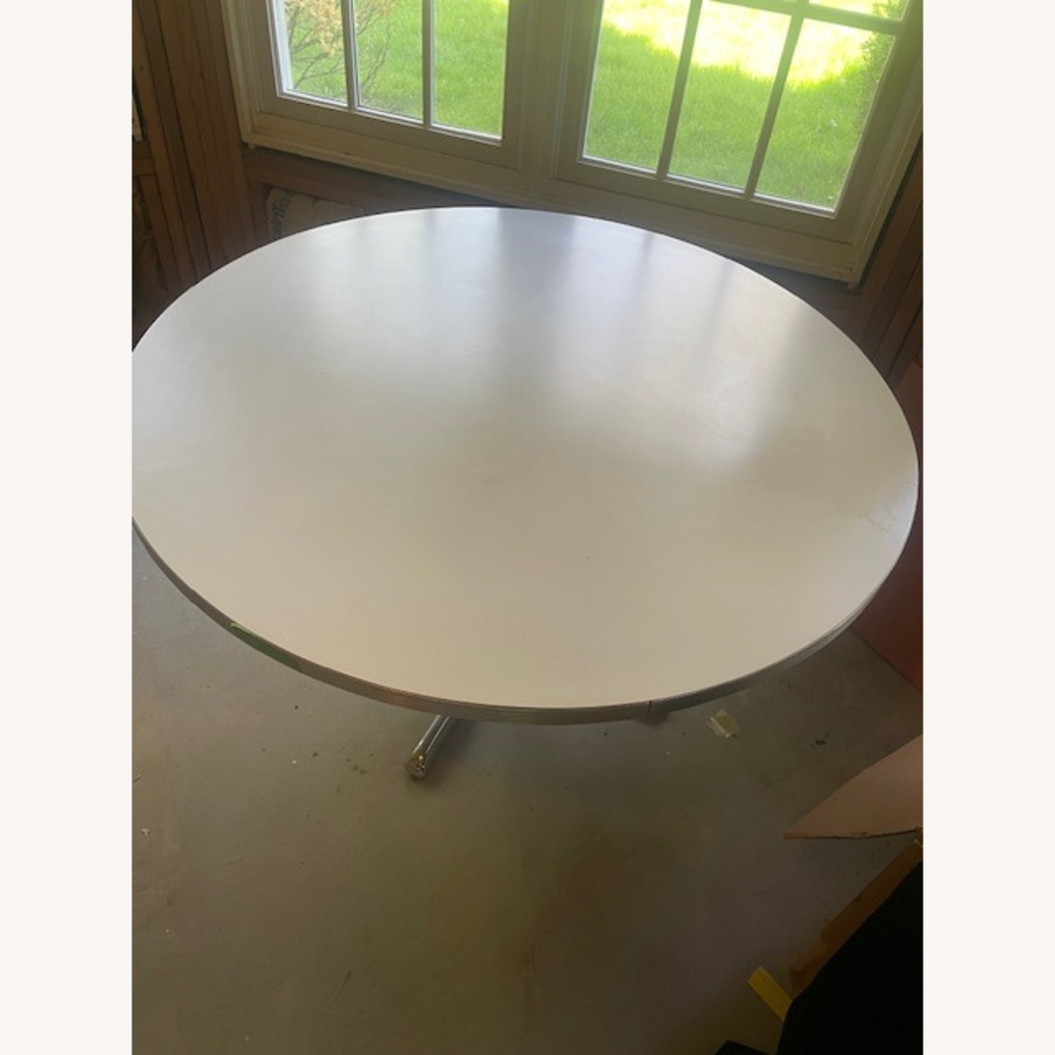 Mid Century Retro White and Chrome Kitchen Table - image-1