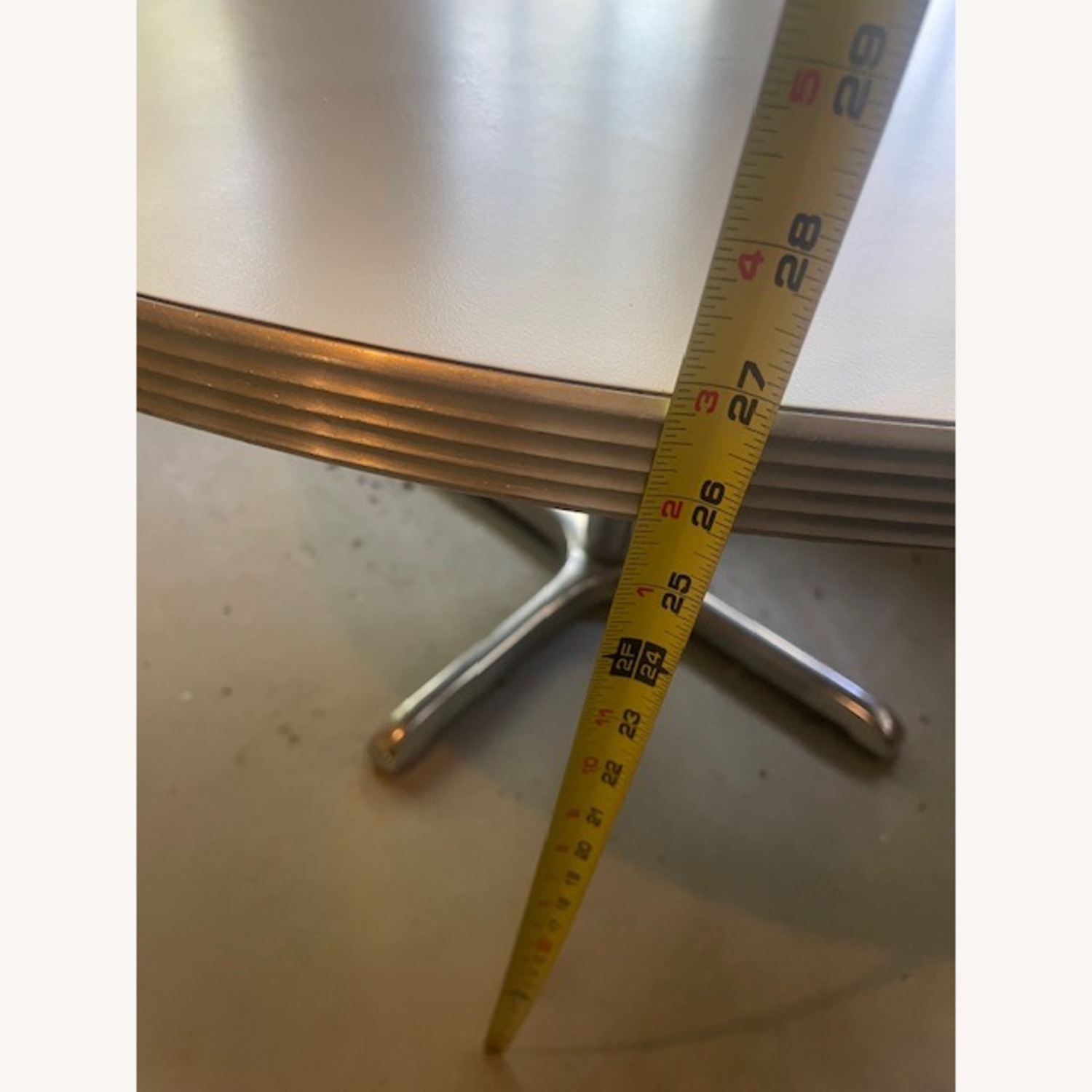 Mid Century Retro White and Chrome Kitchen Table - image-3