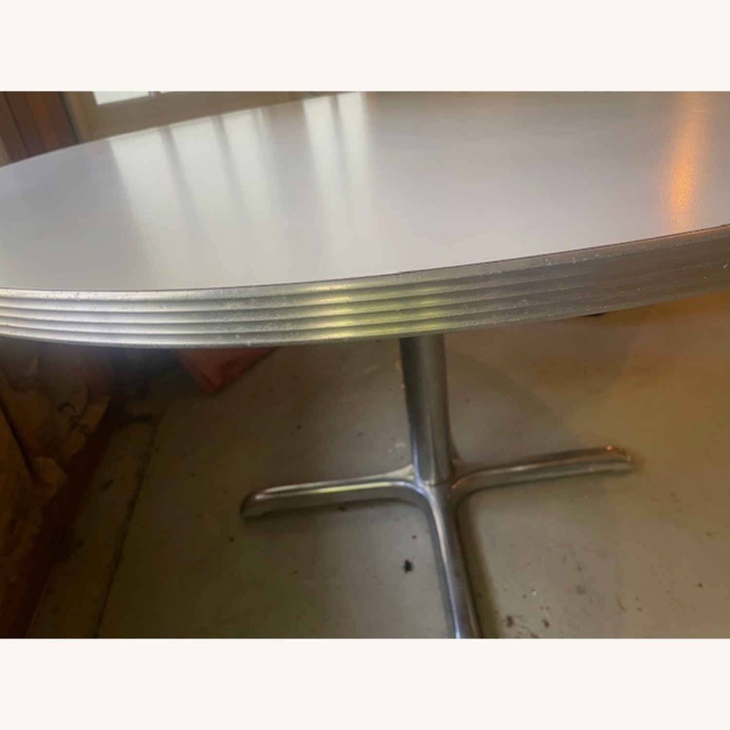 Mid Century Retro White and Chrome Kitchen Table - image-5