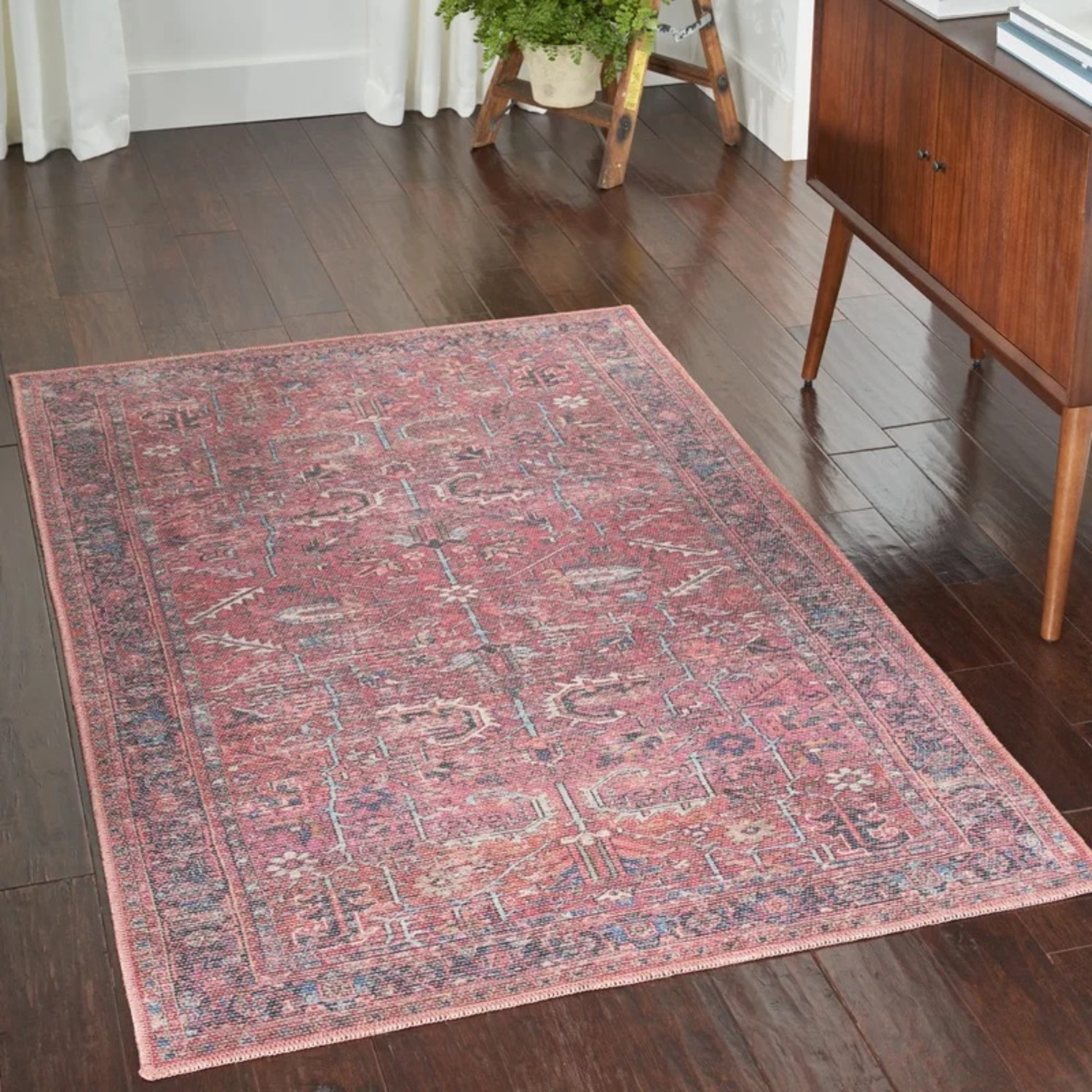 Machine Washable Oriental Red Area Rug - image-1