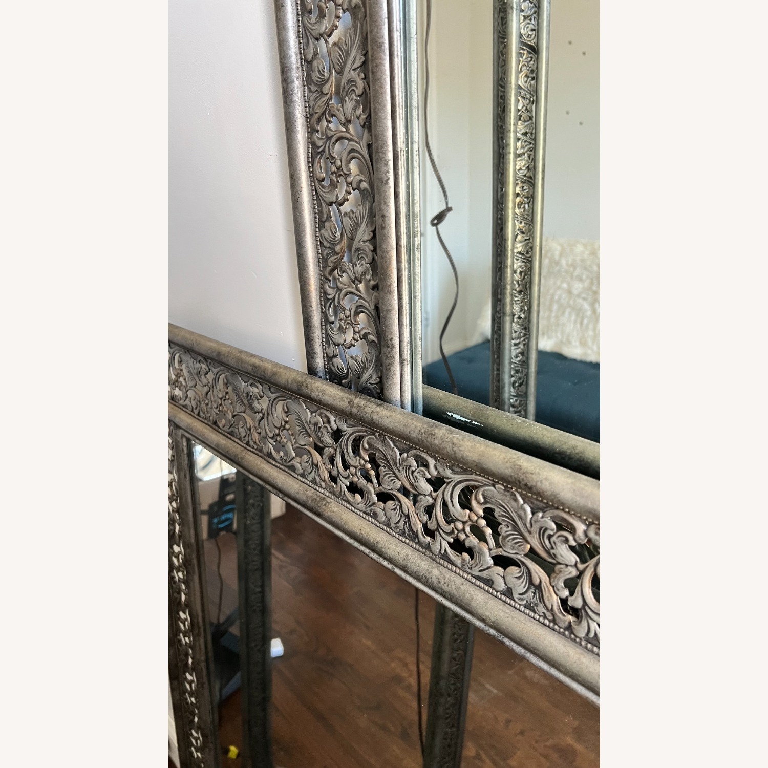 Vintage Forged Iron Lamp and Mirror Set - image-5